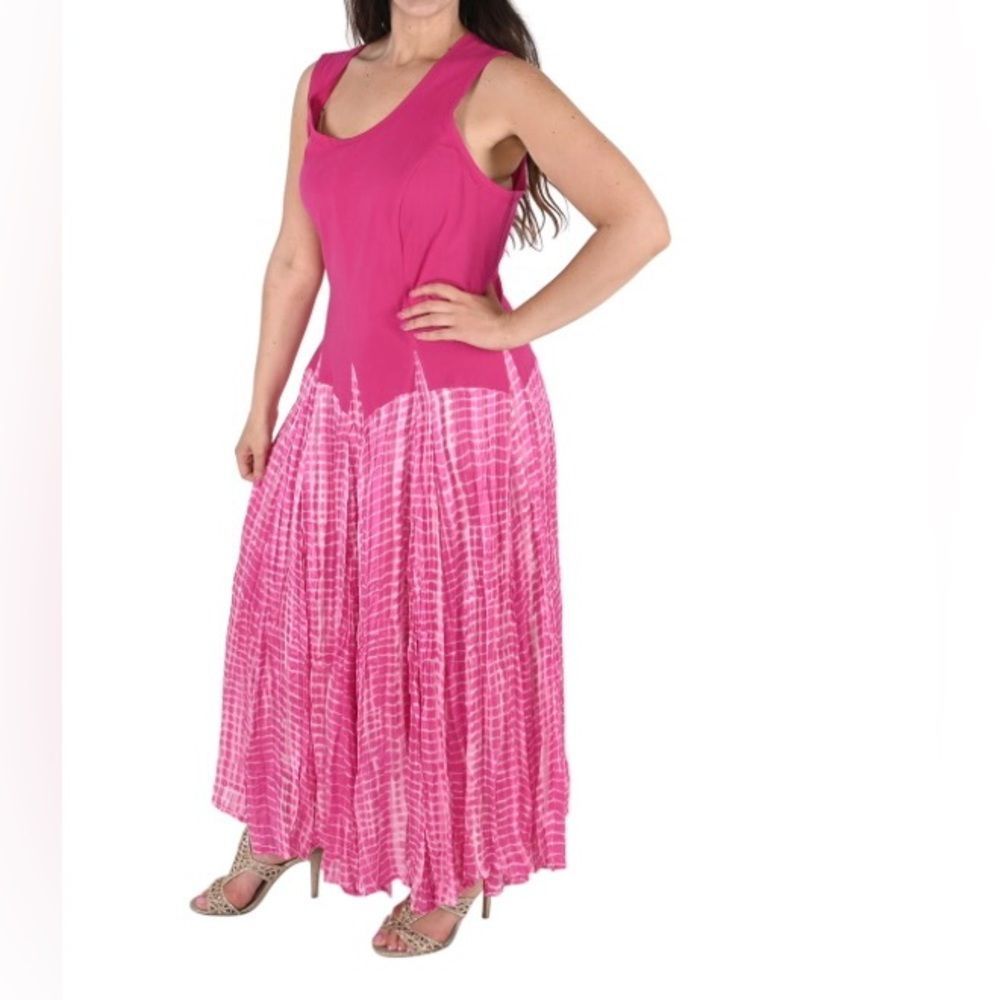NWT KAKTUS Pink Tie Dye Bubble Dress with knit dart bodice Size 3XL polyester